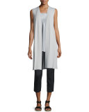 Long Intarsia-Grid Vest, Sterling