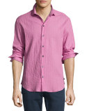 Seersucker Sport Shirt, Berry