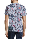 Tattoo-Print T-Shirt, Multicolor