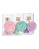 Transparent iPhone 6 Case w/ Fur Pompom, Orchid