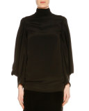 Kimono-Sleeve Open-Back Top, Black