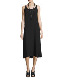 Sleeveless Scoop-Neck Tank Dress, Black  