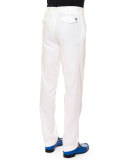 Flat-Front Wool Sport Trousers, White