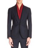 Wool Two-Button Jacket with Gilet, Navy