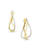 18k 2-Tone Diamond Crossover Hoop Earrings