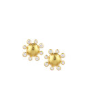 Diamond-Detailed 19k Gold Dome Earrings