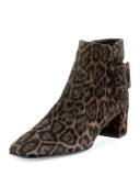 Polly Leopard-Print Suede Bootie, Leopard