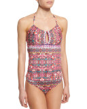 Sunset Shibori Honey Printed Tankini Swim Top