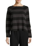 Striped Cropped Long-Sleeve Top