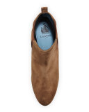 Suede Wedge Chelsea Boot, Dark Beige
