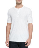 Basic Slub Short-Sleeve Henley, White