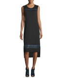 Nevin Sleeveless Jersey Midi Dress, Black