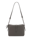 Medium Woven Camera Front Shoulder Bag, New Light Gray