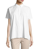 Ancona Short-Sleeve Pleated-Back Shirt, White