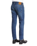 Regular-Fit Vintage Wash Selvedge Denim Jeans, Blue