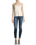 Florence Instasculpt Cropped Skinny Jeans with Raw Hem, Nugget