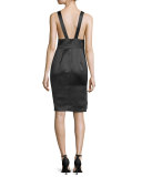 Sleeveless Satin Cocktail Dress, Black
