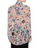Floral Button-Front Blouse, Fantasia/Multi