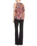 Sleeveless Paisley Tiered Ruffle Tank, Kennedy Metallic