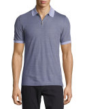 Short-Sleeve Quarter-Zip Polo Shirt, Lilac