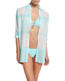 Apres Soleil Tie-Dye Button-Down Coverup Shirt