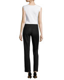 Perfect Front-Zip Straight-Leg Pants