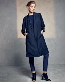 Organic-Cotton/Nylon A-line Knee-Length Jacket, Plus Size
