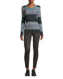 Stretch-Suede Cropped Leggings, Hematite