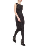 Flocked Polka-Dot Cutout Tank, Black