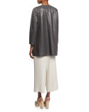 Fisher Project Draped Lightweight Leather Jacket, Bark