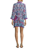 Le Jardin Printed Long-Sleeve Shirtdress Coverup