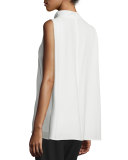 Ellen High-Neck Trapeze Blouse, Cloud 