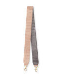 Two-Tone Crocodile Guitar Strap for Handbag, Nude/Gray