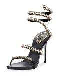 Pearly & Crystal Snake 105mm Sandal, Black