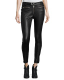 Ryder Leather Skinny Jeans, Black