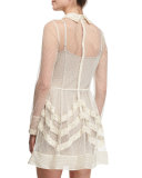 Long-Sleeve Point d'Esprit Fit-and-Flare Dress