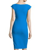 Cartem Cap-Sleeve Sheath Cocktail Dress W/ Eyelet Detail 