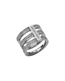 SILVER/PAVE TRI STACK RING