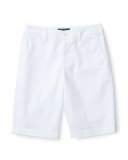 Cotton Twill Bermuda Shorts, White, Size 5-7