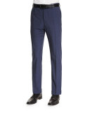 Benson Standard Fit Plaid-Seersucker Trousers, Navy