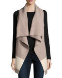 Ligere Colorblock Belted Wool Vest