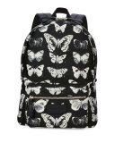 Moth-Print Backpack, Black/Ivory