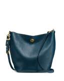 Duffle Leather Bucket Bag, Blue
