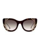 Delancey Cat-Eye Swarovski® Sunglasses, Brown Tortoise