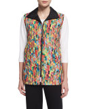 Rain or Shine Mosaic-Print Vest, Petite 