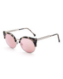 Ilaria Gel Mirrored Sunglasses, Cream Havana