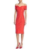 Off-The-Shoulder Cocktail Dress, Coral