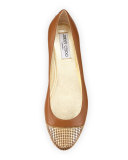 Waine Metal Mesh-Toe Ballerina Flat, Canyon/Gold