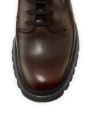 Calf Leather Lace-Up Boot, Brown