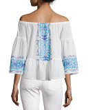 Santori Off-The-Shoulder Embroidered Top, White